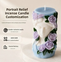 DIY Europäisch-Amerikanische Blumen-Porträt-Relief-Duftkerze in Alien-Form, Handgemachte Aromatherapie-Kerze aus Bienenwachs und Sojawachs, Feiertags- und Oster-Geschenk