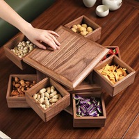 Le nouveau style chinois peut faire pivoter la boîte de rangement de fruits secs en bois collations ménagères graines de melon plateau de fruits