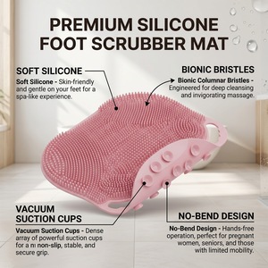 Multifunctional Silicone Foot & <b>Back</b> Scrubber Mat - Non-Slip Bath Mat with Foot Massager & Exfoliating <b>Brush</b> - Product Image 3