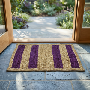 Tapis et carpettes en jute rayés faits main, écologiques et à prix abordable, violet beige, tissés, décoration intérieure, style simple, pour porte. - Product Image 6