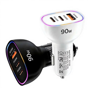 ที่ชาร์จในรถยนต์ USB C 90W กำลังเป็นที่นิยม 3 พอร์ต 30w USB C ตัวเครื่องกันไฟ สำหรับ <span class=keywords><strong>iPhone</strong></span> 17 15 14 16 สำหรับ Samsung Galaxy S24 S26 S25 Macbook - Product Image 1