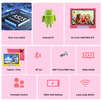Tablet Anak Baru Android 15 10-Inci, CPU Octa Core, Penyimpanan 4GB+4GB+64GB, WIFI6, Edukasi, 100+ Aplikasi
