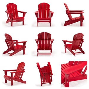 Chaise Adirondack pliante en résine HDPE recyclée, mobilier <span class=keywords><strong>de</strong></span> <span class=keywords><strong>jardin</strong></span> d'extérieur, rouge - Product Image 6