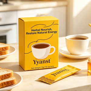 Café instantané aux extraits de plantes mélangées 10g*10 sachets Boîte en papier à motif ondulé jaune vif Impression personnalisée Vente en gros - Product Image 3