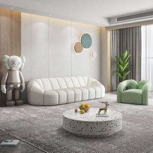 Diseño minimalista muebles de sala de estar precio barato personalizado cómodo tela blanca sin brazos moderno sofá seccional para el hogar - Product Image 2