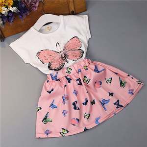 Alibba COM เสื้อผ้าเด็กผู้หญิง, เสื้อ + กระโปรงเสื้อผ้าเด็กฤดูร้อน - Product Image 2