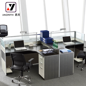 Estación de trabajo de oficina de madera moderna en forma de L Mesa divisoria de panel modular y extensible para el personal - Product Image 2