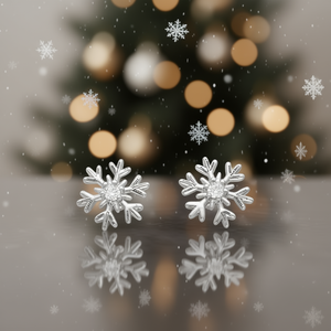 Orecchini a Perno E4324 a Forma di Fiocco di Neve, Placcati in Oro Bianco, in Lega con Zirconi Taglio Brillante Rotondo, Gioielli Classici da Donna - Product Image 2