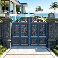 Portail Coulissant Télescopique en Aluminium, Conception Cantilever Automatique Sans Rail, Revêtement Poudré Antirouille, Résistant aux UV, Écologique et Durable