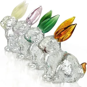 New Arrival acrylic crystal rabbit figurine Eco-Friendly Multiple Sizes Custom Small animal ornaments glass crystal Rabbit