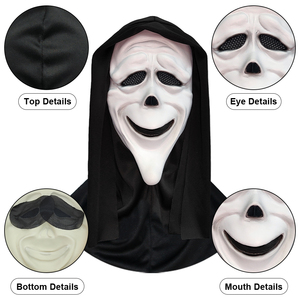 Máscara de Látex de Cara Fruncida para Halloween, Disfraz de Terror para Fiestas, Broma Aterradora, Personalizable - Product Image 5