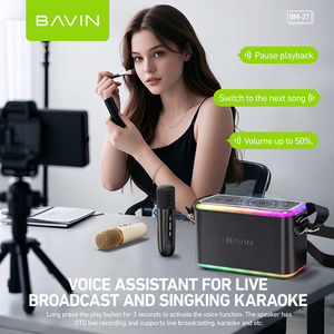 BAVIN 아웃푸어 파티 DJ RGB Led 빛 BM27 무선 마이크와 6000mah 블루 이빨 스피커 - Product Image 5