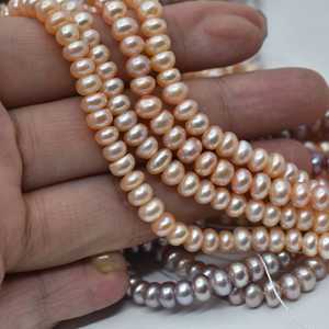 Collier WENCHI 1238 DIY en cours de fabrication, perles plates de haute qualité de 6 mm, perles d'eau douce naturelles, perles violettes naturelles, 37 cm - Product Image 2