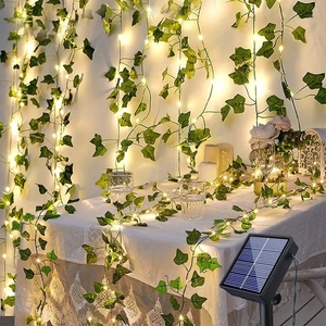 Guirlandes lumineuses solaires artificielles en forme de lierre pour extérieur, <span class=keywords><strong>plantes</strong></span> vertes décoratives pour <span class=keywords><strong>jardin</strong></span>, mur, mariage, festival - Product Image 1