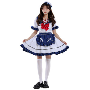 Robe de marin de style japonais avec nœud rouge, jupe plissée trapèze, taille élastique, tenue de soirée, costume de demoiselle Lolita - Product Image 5