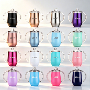 Vaso Térmico de Acero Inoxidable con Asa Doble y Logotipo Personalizado, 10oz, Tipo Huevo, con Boquilla, Aislado, para Vino, Biberón - Product Image 1