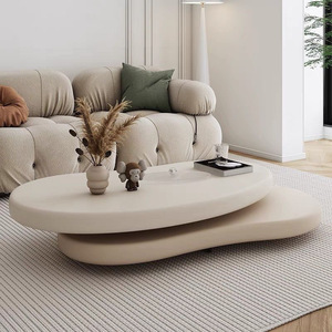 <span class=keywords><strong>Mesa</strong></span> de centro de nube moderna <span class=keywords><strong>mesa</strong></span> de centro de sala de estar blanca crema <span class=keywords><strong>Mesa</strong></span> De Centro convertible giratoria MDF ovalado - Product Image 4