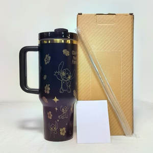 Taza de paja de dibujos animados con logotipo personalizado al por mayor, taza de viaje portátil para exteriores de 40 oz, vaso aislado de acero inoxidable 304 de 40 oz con asa - Product Image 5
