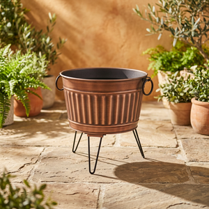 Jardinière décorative en métal cuivre moderne en laiton AK avec support jardinière d'intérieur décor à la maison - Product Image 2