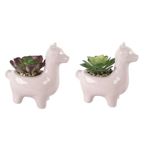 Cerámica <span class=keywords><strong>Rosa</strong></span> Llama Artificial <span class=keywords><strong>suculenta</strong></span> olla Animal lindo novedad maceta olla flor Artificial - Product Image 1
