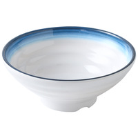 Ensemble de vaisselle jetable en mélamine A5, design moderne et créatif, bleu marine et blanc, résistant aux chocs, comprenant bol à nouilles, tasse et cuillère, vente en gros