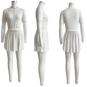 Zzhe Fashion Musim Panas 2024 wanita pakaian jalan wanita seksi pakaian rajutan kaus lengan pendek dan rok Mini berlipat 2 potong set - Product Image 2