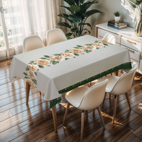 Nappe carrée en toile cirée blanche de qualité supérieure RNPT, motif rose, nappe de protection pour le camping, nappe pour table à manger, table basse