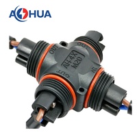 Conector de Cable Impermeable AOHUA M20 de 2 y 3 Pines Tipo X IP68, Divisor de Cable de 4 Vías con Conexión por Tornillo