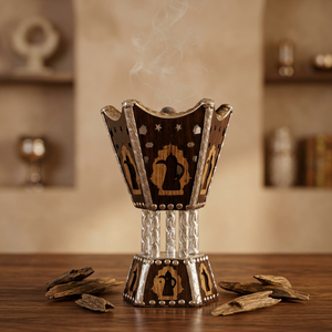 Quemador de incienso de sándalo hecho a mano con diseño metálico y perforado para aromaterapia, quemador de bakhoor, fragancia para el hogar - Product Image 1