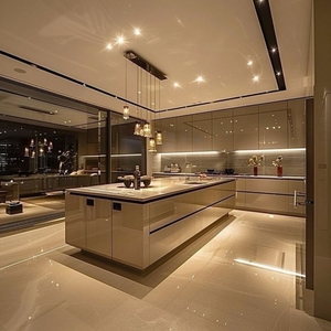 Cuisine moderne modulaire de luxe avec îlot central, finition haut de gamme, éclairage élégant et style d'intérieur haut de gamme - Product Image 2