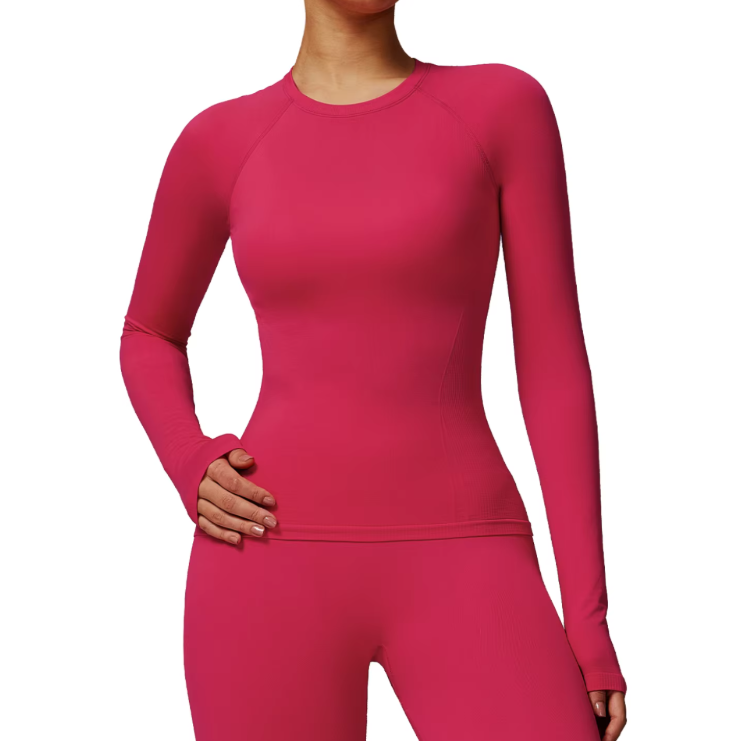Autumn Sports Top Round Neck Slim Fit Long Sleeve Yoga T-Shirt for Running Fitness Comfortable Fitness Sports Clothing