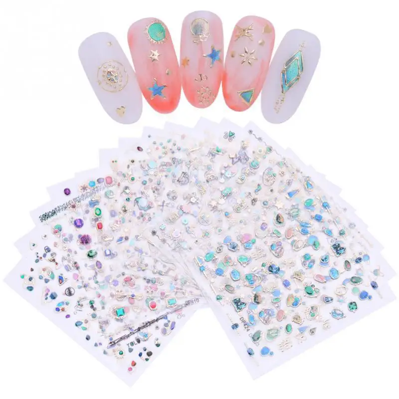 Autocollants pour les ongles pour Nail-Art, accessoire de décoration à faire soi-même, avec modèles colorés, faciles à utiliser, pièces