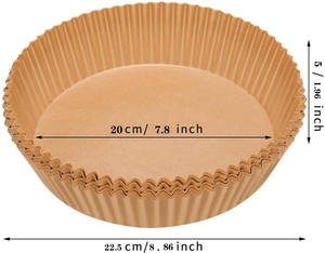 Venta al por mayor personalizado desechable a prueba de aceite a prueba de grasa 16cm 20cm <span class=keywords><strong>Airfryer</strong></span> pergamino hornear papel de silicona Liner bandeja de papel para freidora de aire - Product Image 3