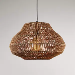 Плетеная вышитая бамбуковая лампа из ротанга, шторы и чехлы, тканый комнатный подвесной абажур, деревянная люстра, подвесные светильники для гостиной