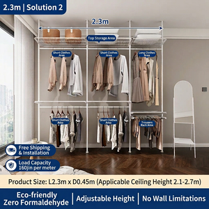 Système de penderie ouverte ZYTH moderne et pliable, idéal pour la location, avec étagères robustes, <span class=keywords><strong>kit</strong></span> de rangement sans installation permanente - Product Image 2