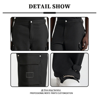 Pantalones Anchos de Sarga de Algodón Tejido YUCE, Estilo Techwear, Dobladillo Ajustable, Streetwear Minimalista, Fabricante OEM, Pantalones Cargo Negros Personalizados