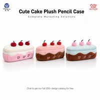 Étui à crayons en peluche en forme de gâteau mignon, sac à fermeture éclair 22x9,5 cm, nouveauté Kawaii, école, bureau, logo personnalisé, cadeau promotionnel