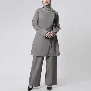 Hồi giáo quần áo nhà sản xuất 2023 bán buôn abaya hồi giáo bọc phong cách áo blouse quần 2 mảnh thiết lập