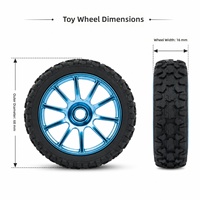 Großhandel 2,1 Zoll Mini Gummi-ABS-Rad mit Blauer Felge und Weichem Laufflächenprofil für Spielzeugauto-Ersatzräder