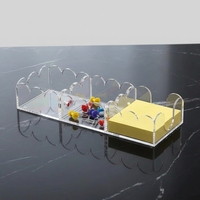 Organisateur de bureau en acrylique transparent personnalisé, bord festonné, boîte de rangement de bureau multi-compartiments