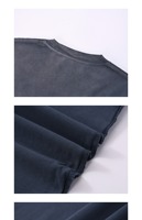 T-shirt décontracté à manches courtes col rond coupe classique en coton 100% teint en fil, grammage lourd 250G, noir dégradé effet délavé par pulvérisation
