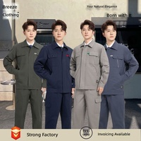 Tenue de travail homme en coton pur, manches longues, anti-transpiration, anti-taches, durable, pour printemps/automne
