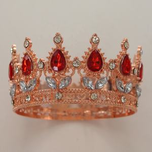 Accessoires de cheveux en alliage baroque avec strass plaqué or, <span class=keywords><strong>couronne</strong></span> pour femmes, tenue de soirée, mariage, anniversaire, fête des mères, décorations - Product Image 4
