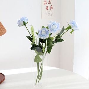 Rosa Artificial Azul Hielo Hecha a Mano, Impermeable, Sensación de Tacto Único, Hidratante, Flor Artificial para Decoración del Hogar, Decoración de Bodas - Product Image 1
