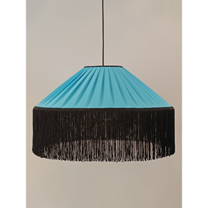 Colore Tiffany fantasia paralume fatto a mano con frange nere, luce a sospensione. - Product Image 5