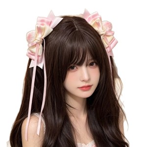 Lindo pasador de pelo con forma de lazo para niña, estilo princesa, delicado accesorio para el cabello, diadema rosa, pasador lateral con cinta. - Product Image 5