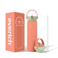 Bouteille d'eau isotherme sous vide de 22 oz avec couvercle à paille en acier inoxydable 304, anti-fuite, pour voyage et sport, OEM ODM