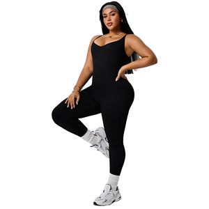 Ensemble <span class=keywords><strong>de</strong></span> survêtement côtelé grande taille pour femme, avec décolleté plongeant et dos ouvert, effet sculptant, vêtement <span class=keywords><strong>de</strong></span> sport élastique pour le <span class=keywords><strong>jogging</strong></span> en extérieur et l'entraînement en salle <span class=keywords><strong>de</strong></span> sport - Product Image 6