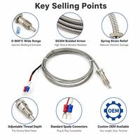 Sonde thermocouple à clip de ressort type K et type J, câble de 2 m, 0-600 ℃   pour machine de moulage par injection de plastique
