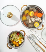 Ensemble de 10 casseroles de cuisine en acier inoxydable avec poignées, 16/18/20/22/24 cm, compatibles induction, collection de casseroles en verre